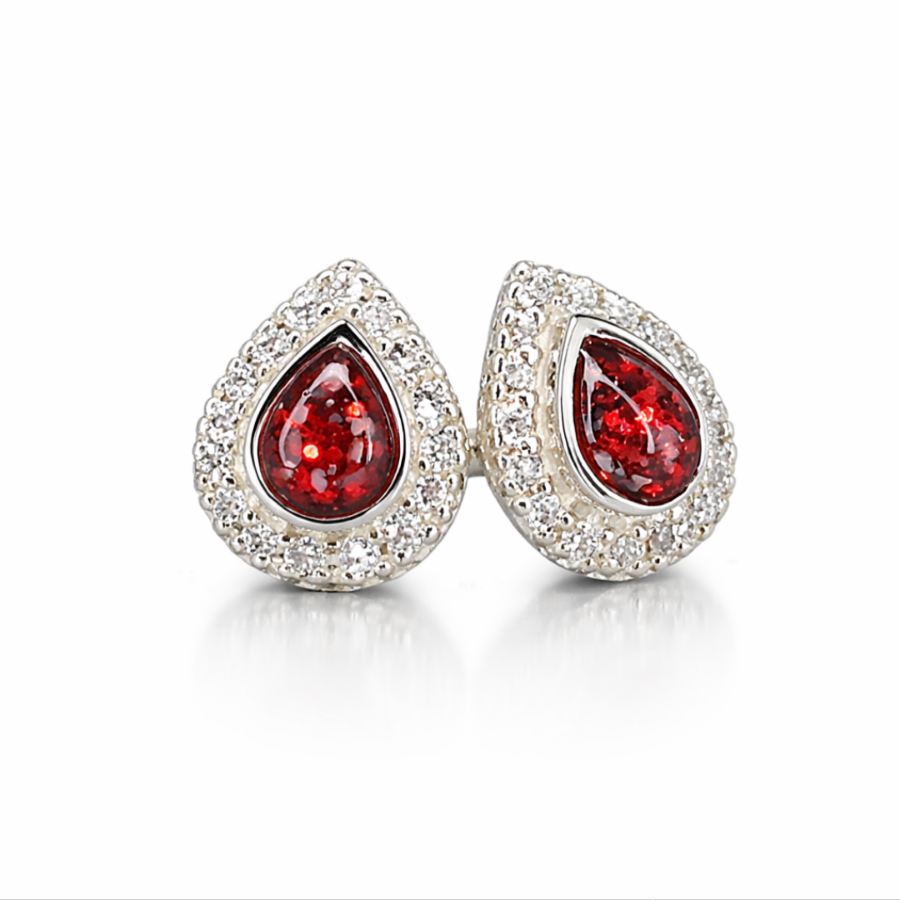 Silver Teardrop Diamonte Stud Earrings