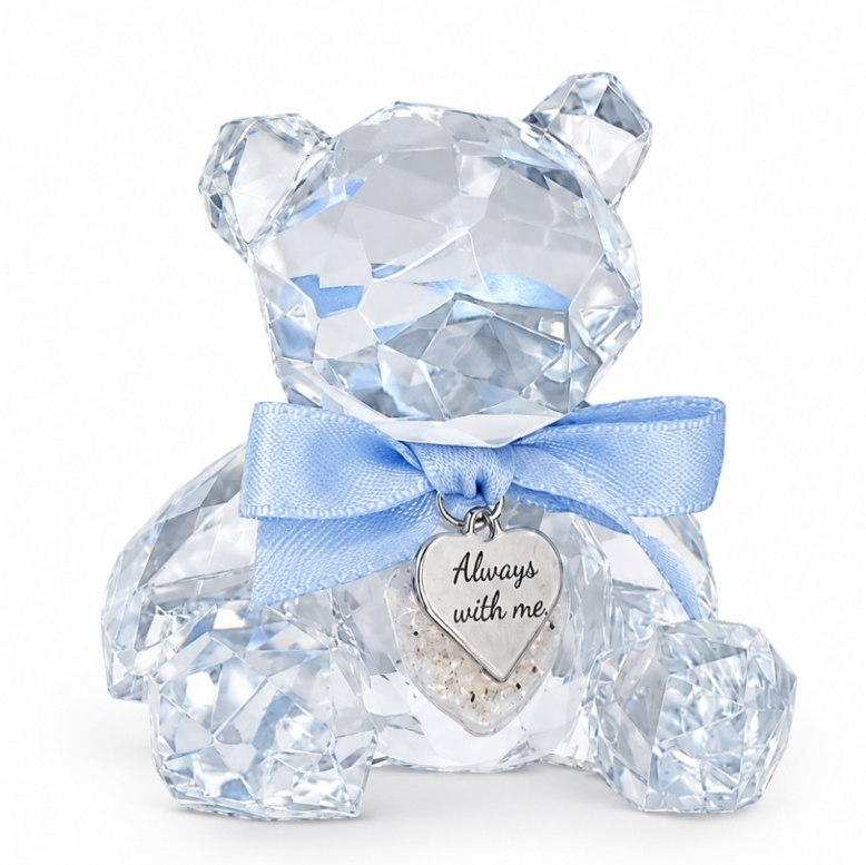 Memorial Resin Bear - Clear with  coloured / ashes heart (colour of your choice)