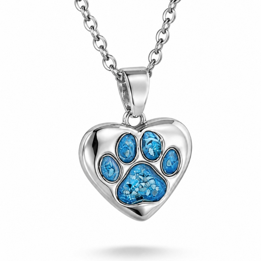 Stainless Steel Paw Heart Pendant