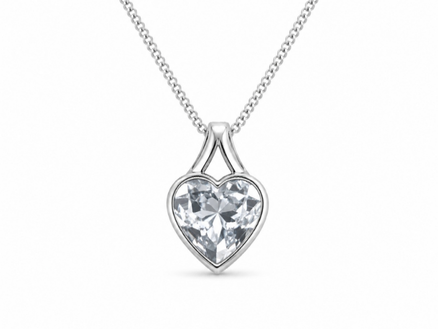 Secretly Set Sterling Silver Pendant Heart