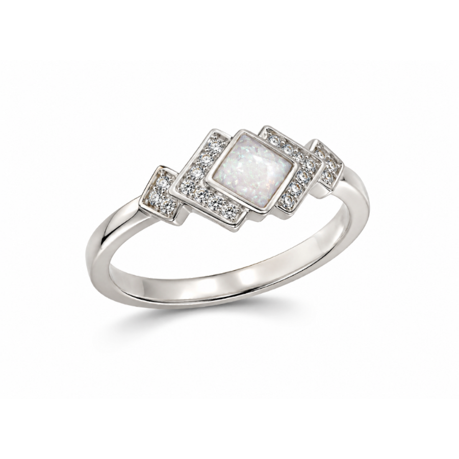 Art Deco CZ Ring - silver