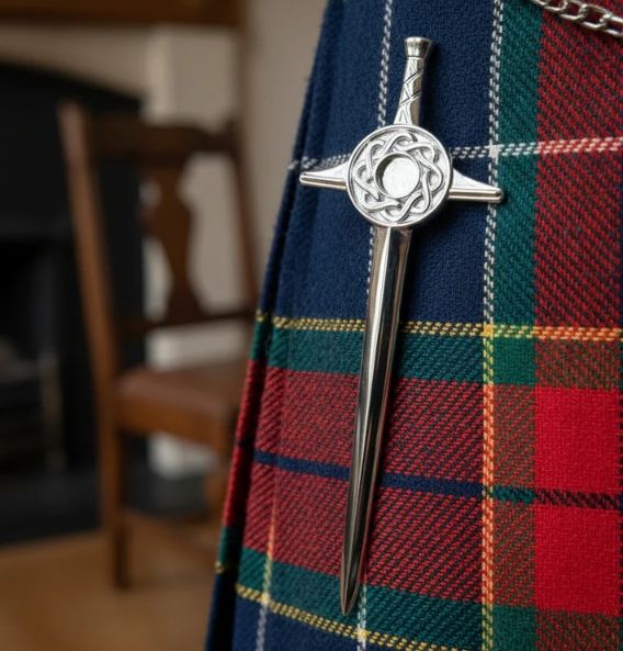 silver 925 kilt pin in the style of a sword