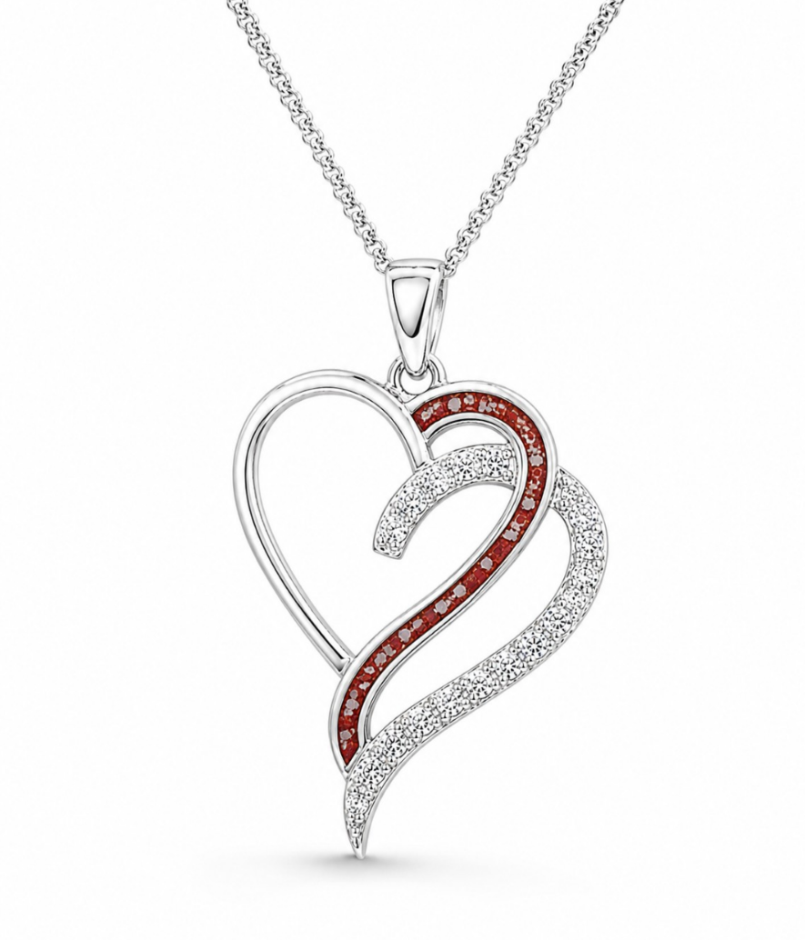 **NEW** Sterling Silver & CZ Double Heart Pendant