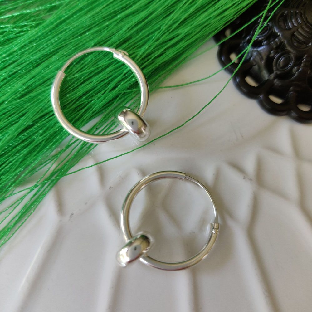 925 Sterling Silver Hoop Earrings with Removable Ring Charms
