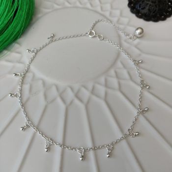 925 Sterling Silver Bell and Ball Anklet