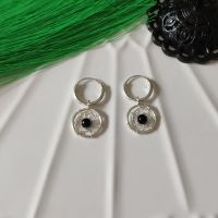 925 Sterling Silver Hoops Removable Circle Charms Earrings