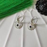 925 Sterling Silver Hoops Removable Heart Charms Earrings