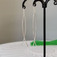 925 Sterling Silver Curved Sticks Pull Through Threader Earrings