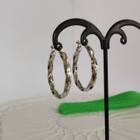 925 Sterling Silver Twisted Bands 30mm Hoop Earrings