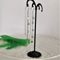 925 Sterling Silver Sparking Discs On Layered Chains Hook Pull Through Threader Earrings