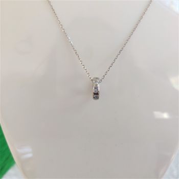 925 Sterling Silver Circle Ring Pendant Cable Chain Necklace with CZ
