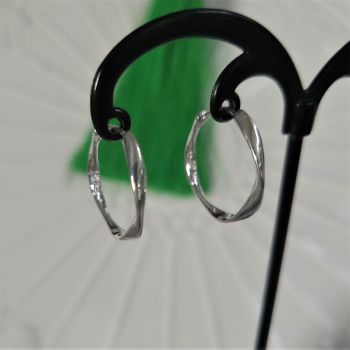 925 Sterling Silver Flat Twist Circle Hoop Earrings