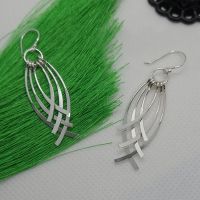 925 Sterling Silver Curved Chandelier Hook Drop Dangle Earrings