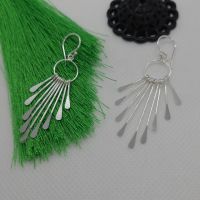 925 Sterling Silver Feathers Chandelier Hook Drop Dangle Earrings