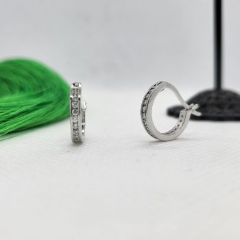 925 Sterling Silver Hoop Earrings Decorated with CZ