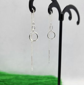 925 Sterling Silver Ring Threaded On Chain pull Through Threader Earrings