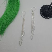 925 Sterling Silver Elegant Danglers Marquise Shapes On Chains Hook Earrings