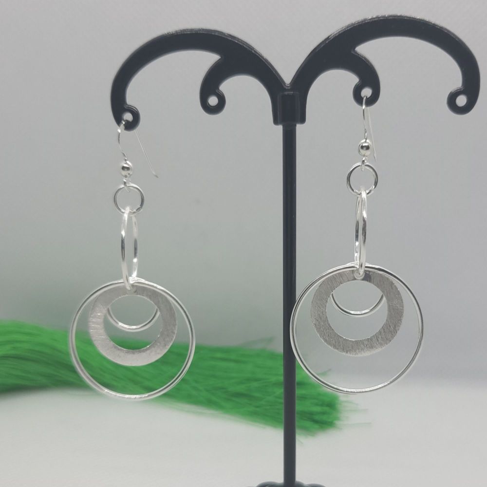 925 Sterling Silver Dangle Circles Drop Hook Earrings