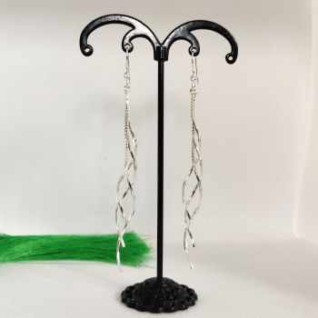 925 Sterling Silver Chandelier Earrings Twisted Wire On Box Chains