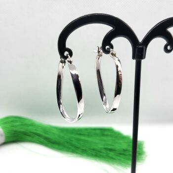 925 Sterling Silver Oval Curly Hoop Earrings