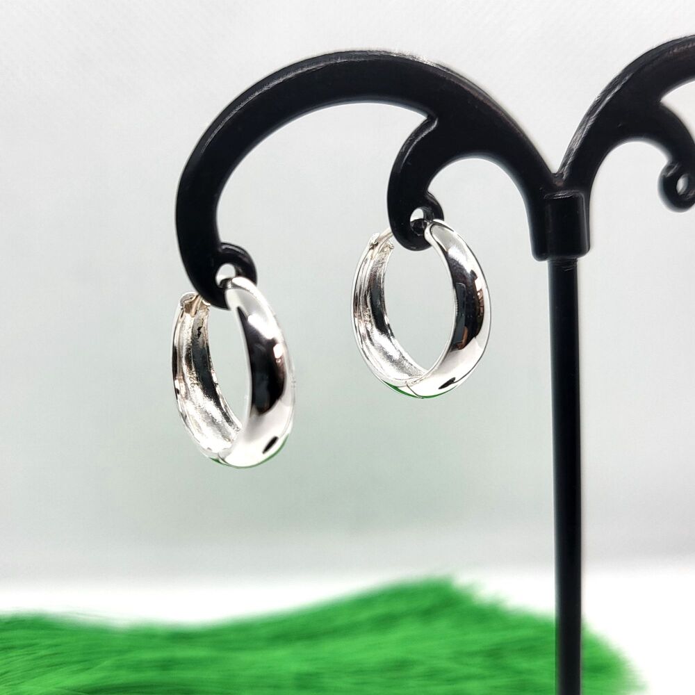 Simple Dome 925 Sterling Silver Huggie Hoop Earrings