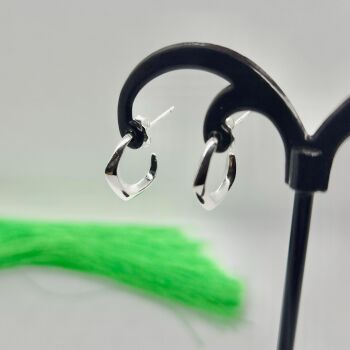 Modern Geometric Angular Sterling Silver Stud Hoop Earrings