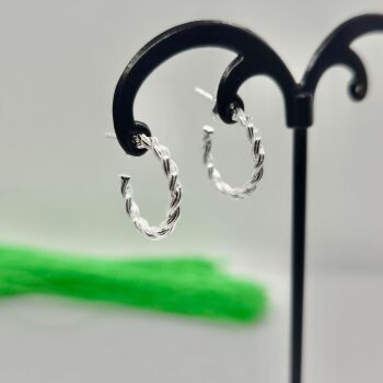 Twisted Rope 925 Sterling Silver Stud Hoop Earrings Everyday Minimalist Jewellery