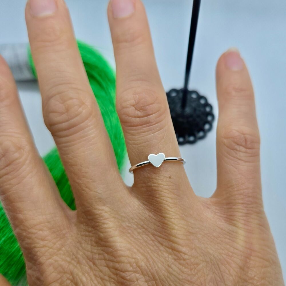 Dainty 925 Sterling Silver Heart Stacking Band Ring