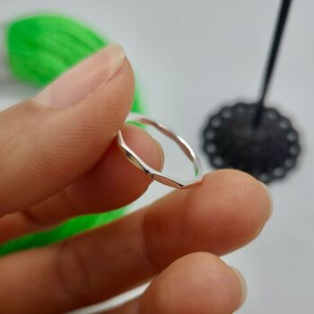 925 Sterling Silver Faceted Stacking Ring Geometric Skinny Band