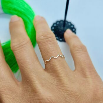 925 Sterling Silver Wavy Wire Plain Rippled Stackable Band Ring