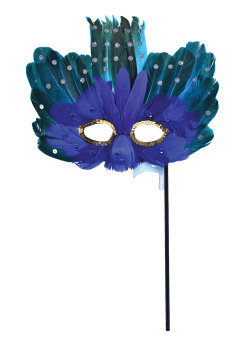 Feather mask with stick