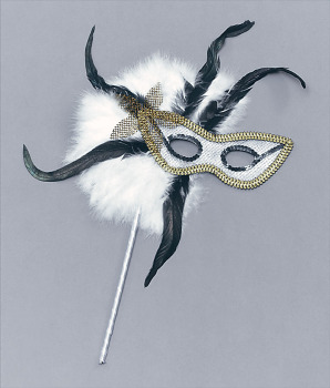 Feather mask with stick