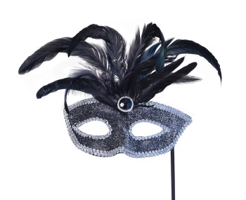 Feather mask with stick