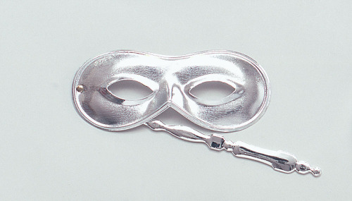 Silver mask on stick