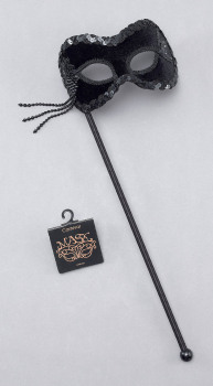 Black velvet mask on stick