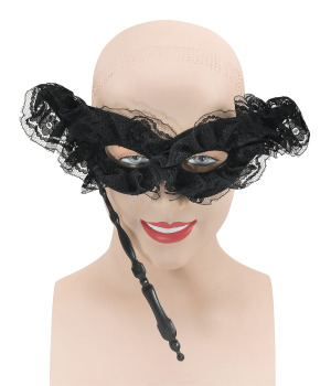 Black lace mask on stick