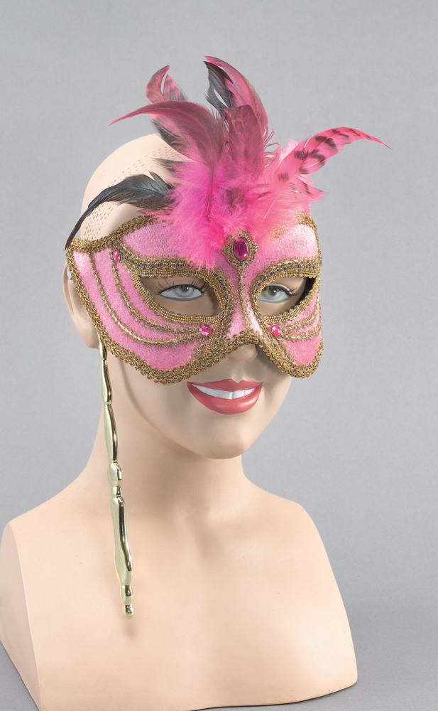 Pink mask on stick