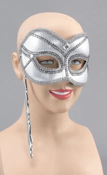 Silver mask on stick