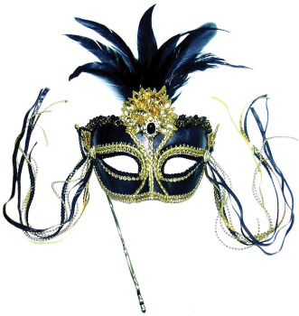 Black / Gold mask on stick