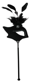 Black single eye-mask on stick