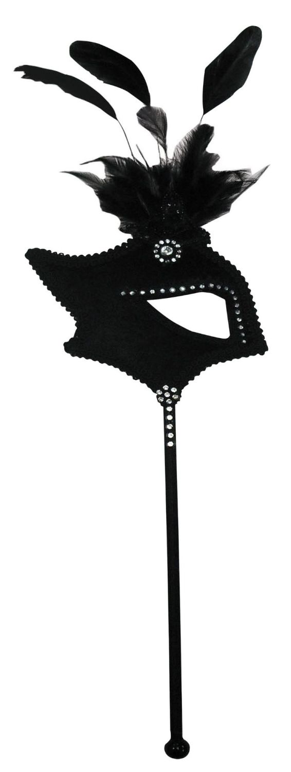 Black single eye-mask on stick