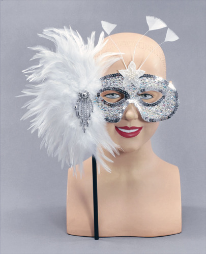 Silver mask on stick