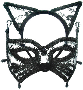 Black Cat mask and ears on headband