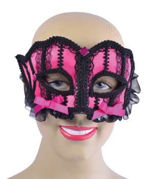 Pink & Black lace mask on headband