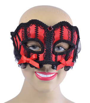Red & Black lace mask on headband