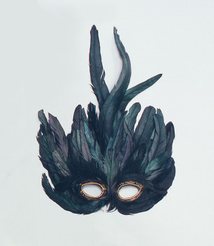 Black feather masquerade mask