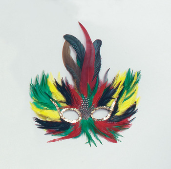 Multi-coloured feather eye-mask