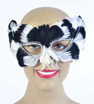 Black & White feather masquerade mask