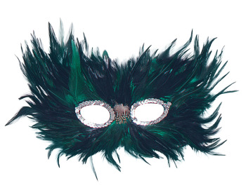 Green & Black feather eye-mask