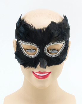 Black feather masquerade mask